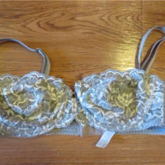 LOU GOLD OLIVE GREEN BRA & GARTER SET SIZE 34C - Picture 4 of 6